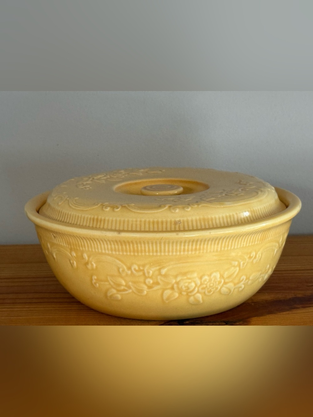 Vintage Homer Laughlin OvenServe Yellow Floral Covered Casserole Dish